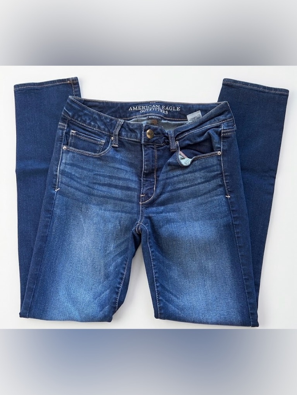 American Eagle Outfitters Women’s Medium/Dark Blue Super Stretch Skinny Jeans 8